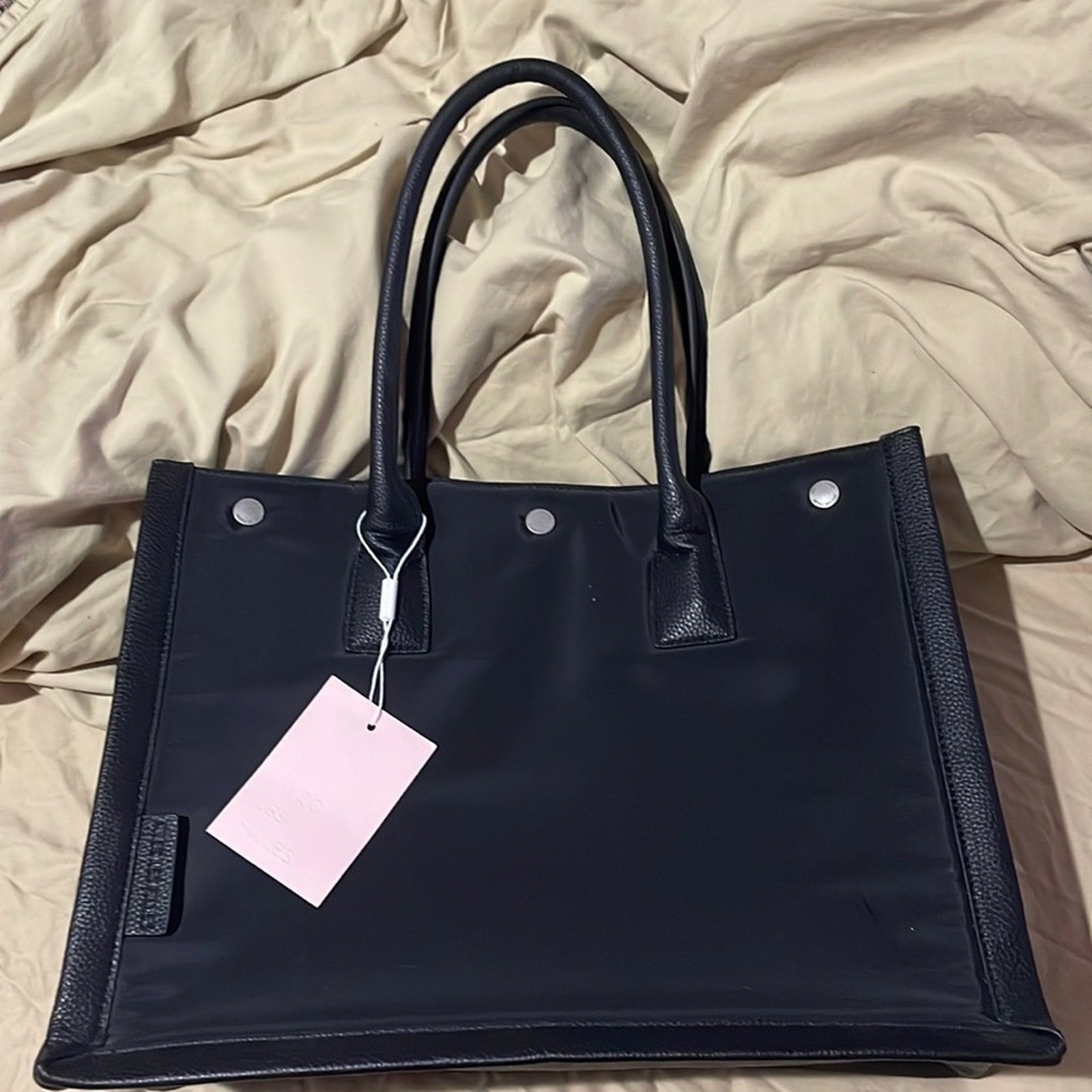 Avec Les Filles Black Mixed Material Tote Bag Nwt And Perfect Unworn Condition